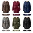 thumbnail image 4 of Moda mujer abrigo de invierno color sólido con capucha manga larga forro polar con cremallera bolsil Abanopi Rojo/Medio, 4 of 7