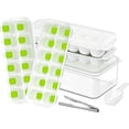 thumbnail image 1 of Ice Cube Tray with Lid and Bin, 4 Pack Ice Cube Trays for Freezer with Ice Box, Silicone Ice Trays with Ice Container for Cocktails, Stackable Ice Cube Maker with Ice Bin, Ice Tong & Scoop, 1 of 5
