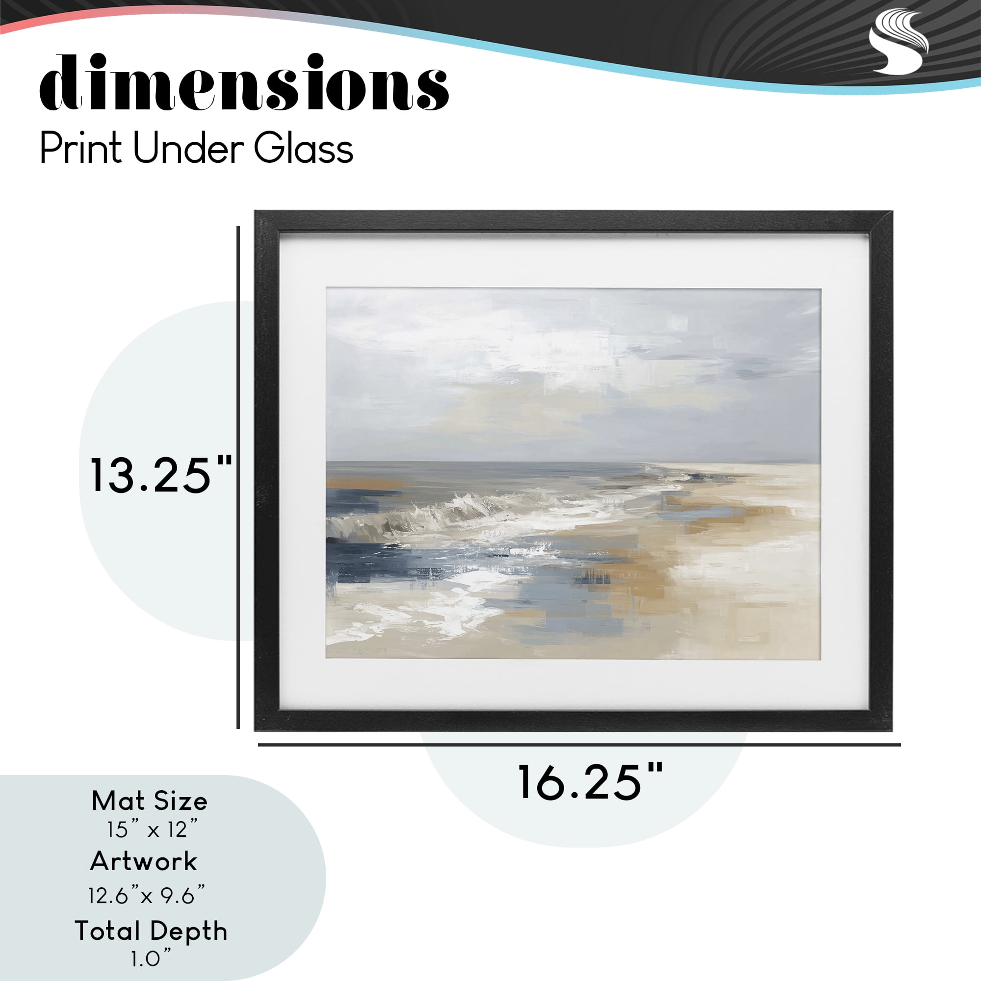 Stupell Industries Tranquil Beach in Neutrals Black Framed Print Under Glass, design by Kim Curinga