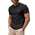 thumbnail image 4 of COSFO Short Sleeve Big and Tall T Shirts for Men Casual Black Jacquard Shirt Crew Neck Classic Fit Summer Mens Shirts L, 4 of 9
