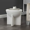 thumbnail image 3 of Brady 16.25" Minimalist Modern Drum Accent Table , White Frosted, 3 of 7