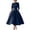 Navy, variant on Cocktail Dresses for Women Pleated 1950s Crew Neck Vintage 3/4 Sleeves A Line Formal Church Dress Swing Wedding Guest Dresses Navy 2XL