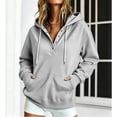 thumbnail image 4 of Hoodies Sweatshirt for Women Button Collar Drawstring Long Sleeve Pullover Casual Winter Hooded Tops With Pocket Fall Outfits, 4 of 7