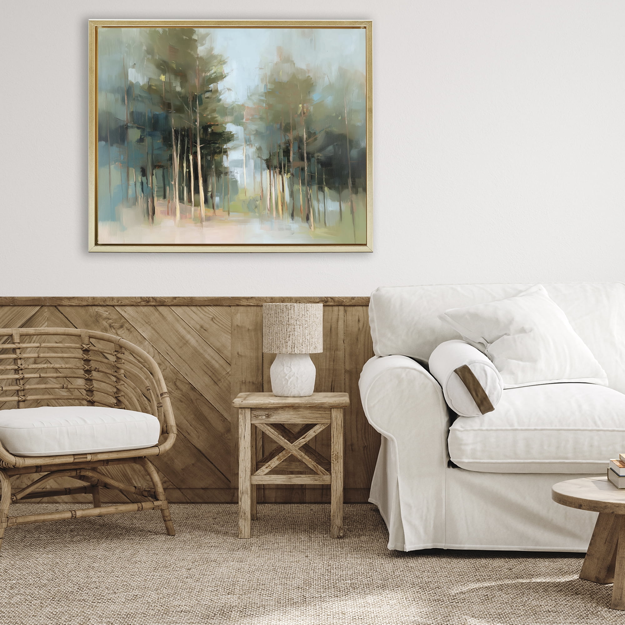 Stupell Industries The Grove Impressionist Forest Gold Framed Floater Canvas Wall Art, design by Kim Curinga