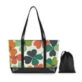 thumbnail image 7 of FORMRS Canvas Laptop Tote Bag for Women with 15.6" Computer Compartments Shoulder Handbag, White Clover Pattern, 7 of 7