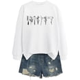 thumbnail image 4 of Tiweut Sweatshirt for Women Hoodless Sweatshirt Loose Pullover Crewneck Long Sleeve Lady Tops, 4 of 4