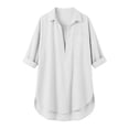 thumbnail image 5 of Hurxie Women's Beach Cover-Up Breathable Quick-Dry Shirt Dress with Deep V-Neck & Pockets Loose Fit Loungewear White,XL, 5 of 6