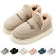 thumbnail image 2 of Daznico Unisex Winter Slippers - Plush Closed-Back House Shoes with Non- Sole, Warm Indoor Comfort,Color:Khaki,Size:10.5, 2 of 4