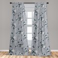 thumbnail image 2 of Vintage Window Curtains, Watercolor Style Romantic Summer Peony Like Flowers in Cold Colors, Lightweight Decor 2-Panel Set with Rod Pocket, Pair of - 28"x63", Pale Blue Grey and Marigold, by Ambesonne, 2 of 3
