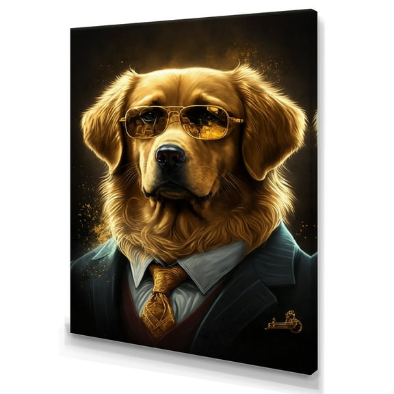Designart Mafia Golden Retriever Canvas Wall Art