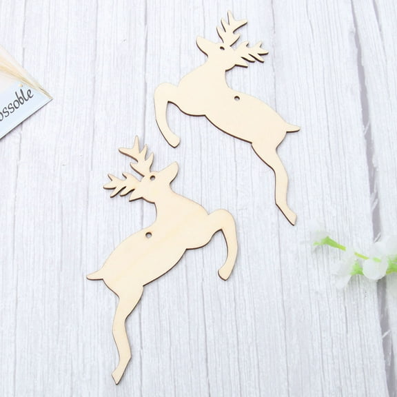 Homoyoyo 20Pcs Unfinished Wooden Reindeer Ornaments Light Yellow Craft Decorations