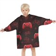 thumbnail image 3 of Red Controllers Games Icons Black Pattern Blanket Hoodies for Kids 6-13YR Oversize Wearable Blanket Hoodies for Boys Girls Teens, 3 of 7