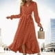 thumbnail image 1 of Vestido largo boho con cuello en V y manga larga para mujer - Aterciopelado con abertura, poliéster, vestido de cóctel para bodas y fiestas, 1 of 3