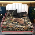 thumbnail image 6 of Xoenoiee Horse Daisy Flower Pattern 3 Pieces Fitted Sheet Set with 2 Pillowcases, Soft Microfiber Wrinkle-Free Bed Sheets with Elastic Band for Bedroom Decor, King Size, 6 of 7