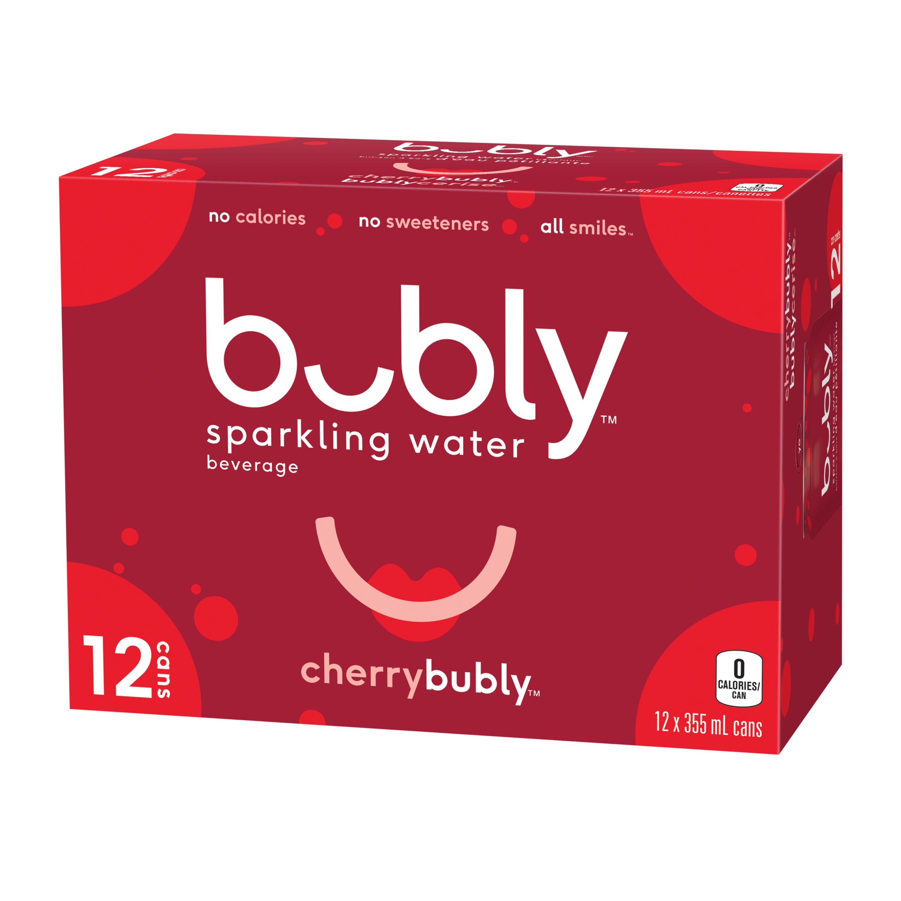 Bubly Eau Pétillante à la Cerise Canettes de 355 ml, Lot de 12