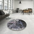 thumbnail image 4 of Ahgly Company Machine Washable Indoor Square Industrial Modern Black Eel Black Area Rugs, 7' Square, 4 of 7