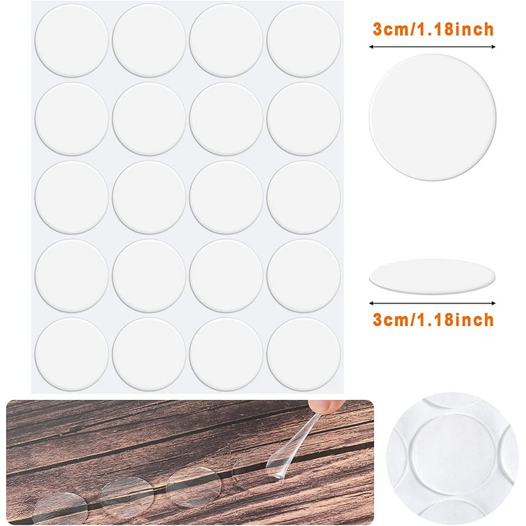 Double-Sided Adhesive Dots Transparent Double-Sided Tape Stickers Round  Acrylic No Traces Strong Adhesive Sticker Waterproof Dot Sticker for Craft  DIY Art Office Supply(60 Pieces,1.2 Inch/ 30 mm) 