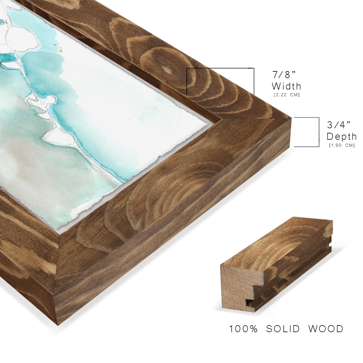 Ginkgo on Dusty Teal VII - Framed Print w/glass - Walnut