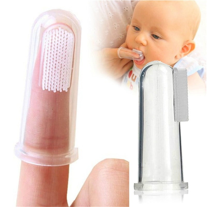 BABY FINGER SOFT SILICONE TOOTHBRUSH ORAL TEETHER TEETH TODDLER GUM MASSAGER 