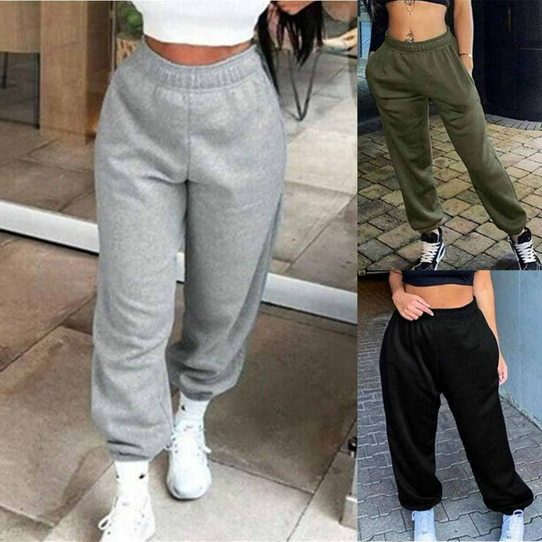 Marbhall Womens Oversized Joggers Sweatpants Ladies Bottoms Jogging Gym  Pants Lounge Army green XL