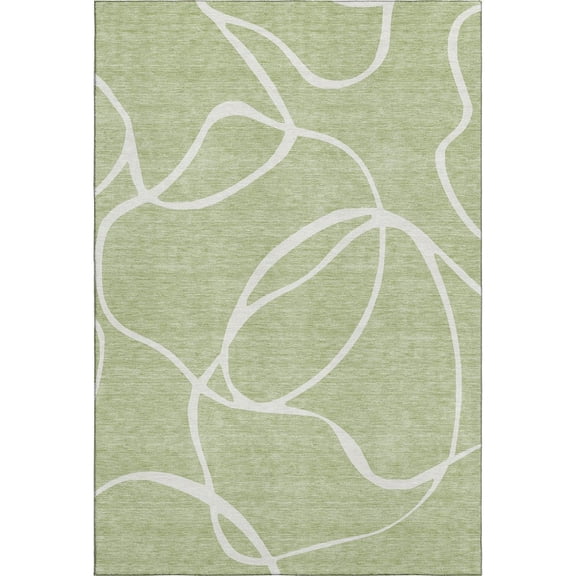 Addison Rugs Mayfield Premium Machine Washable Transitional Swirls Aloe Rectangle Rug, 5' x 7'6"