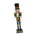 thumbnail image 4 of Kokiya Christmas Decoration Countertop Mantle Party Handmade Wood Nutcracker Figure Green Clothes, 4 of 9
