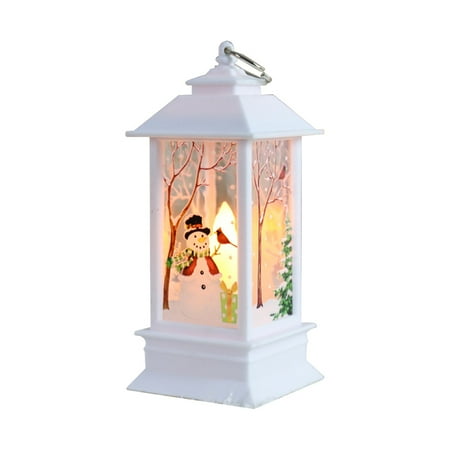 

Nitouy Christmas Lantern Ornaments Xmas Candles Light for Tabletop (B) White Snowman