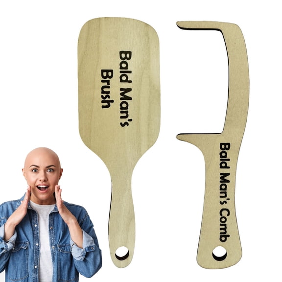 Dserhfy Bald Man's Comb Funny Wooden Toothless Comb Brush Bald Hair Joke White Elephant Gift Gag Gift for Bald Men