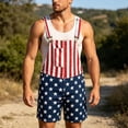 thumbnail image 2 of Bib Overalls for Men Retro Denim Star Print Short Overalls, Patriotic Holiday & Casual Daily Wear, 5XL, 2 of 4