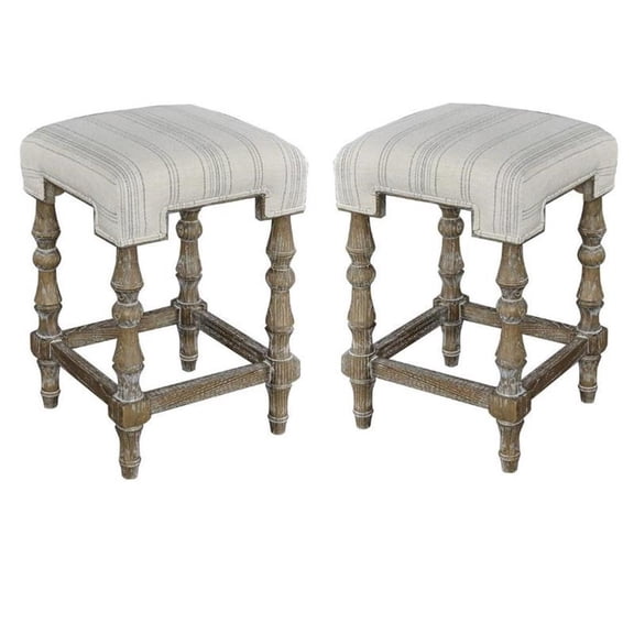 Home Square 2-Piece 24" Wood Backless Counter Stool Set in Natural Beige