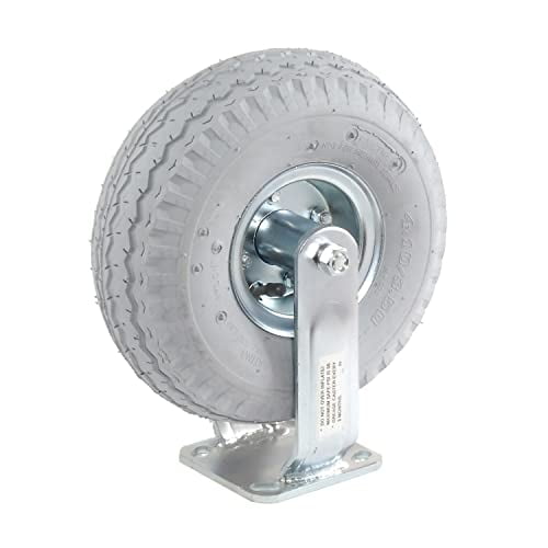 Global Industrial Rigid Plate Caster 10"" Full Pneumatic Wheel 330 Lb. Capacity