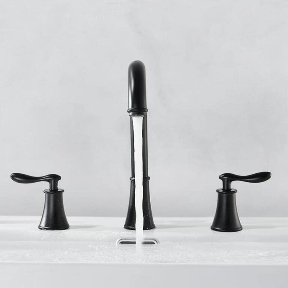 Bathroom Facets for Sink 3 Hole Brass Rotatable Hot Water and Cold Water Bathroom Sink Faucet Bathtub Faucet-Black