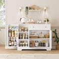 thumbnail image 4 of Buffet Cabinet with Storage, Modern Sideboard Buffet with Doors, Wood Coffee Bar Kitchen Storage Cabinet with Drawer and Adjustable Shelf for Kitchen, Dining Room, Living Room, White, 4 of 7