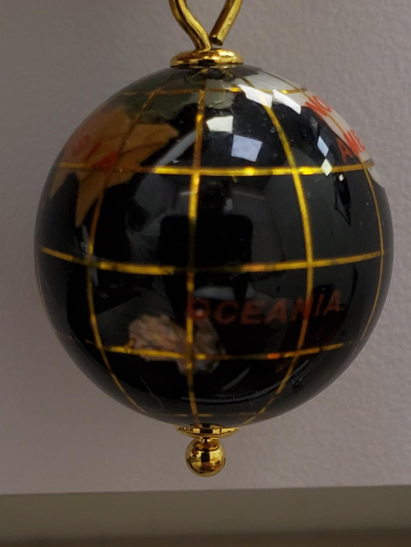 Natural Gemstone Inlayed Spinning/Fidget World Globe Keychain