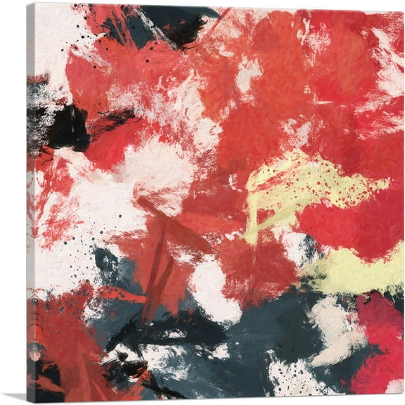 ARTCANVAS Cherry Red Gray White Modern Square Canvas Art Print - Size: 18" x 18" (0.75" Deep)