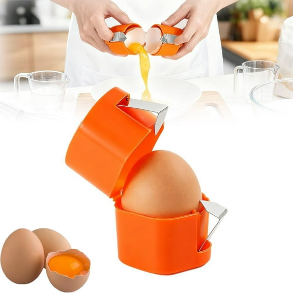 2026 New Handheld Egg Shell Opener - Easy to Open Hard Boiled & Raw Eggs, Egg Shell Separator Cutter, Essential Kitchen Gadget (Orange)