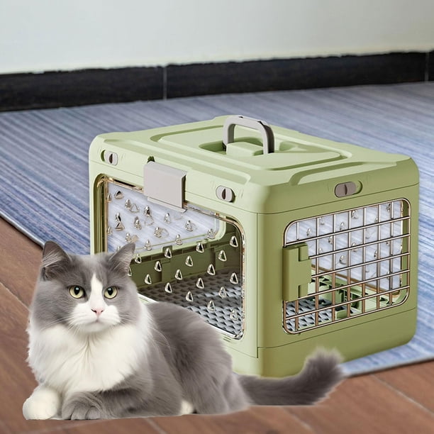 Jaula plegable para cachorros, transportín para mascotas, jaula de viaje para gatos, resistente, plegable y transpirable, perrera portátil para perros Verde