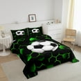 thumbnail image 3 of Erosebridal Ensemble de Couette Simple à Motif Géométrique en Nid d'Abeilles, Couette en Duvet Dégradé de Sport Soccer, Décor Hexagone, Réversible, Léger, 2 Pcs, 3 of 7
