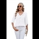 thumbnail image 1 of Blusas Informales Elegantes para Mujer, 3/4, Cuello en V, Volantes, Blancas, Talla XL, 1 of 5