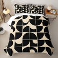 thumbnail image 2 of Castle Fairy Mid Century Quarter Arc Quilt King 3 Pieces,Minimalist Square Block King Coverlet Set,Black Cream,1 Bedspread and 2 Pillowcases, 2 of 7