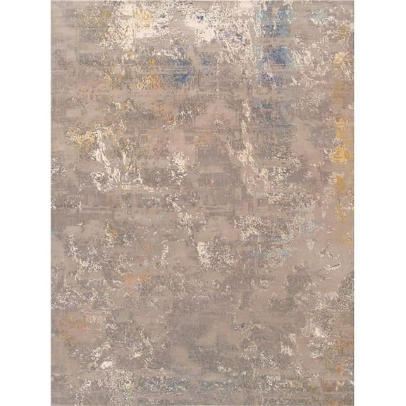 Pasargad Home Modern 9' x 12' Hand-Knotted Silk and Wool Beige/Grey Rug - All Ages, Indoors