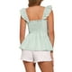 thumbnail image 3 of INSPIRAR CHIC Blusa de cuadros con peplum para mujer, cuello cuadrado, sin mangas, verano, color verde claro, talla M, 3 of 5