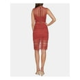 thumbnail image 2 of BARDOT Womens Pink Lace Sleeveless Mandarin Collar Above The Knee Cocktail Sheath Dress 8 M, 2 of 4