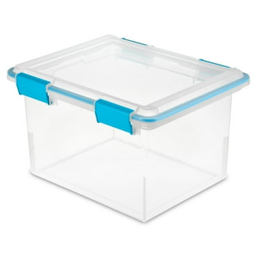 Sterilite Gasket Box, Stackable File Tote Storage Bin, 32 Quart, 4 Pack