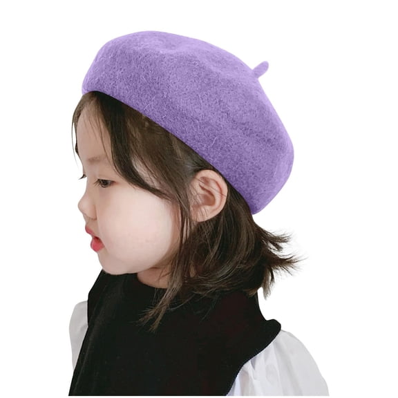 SuTry Boys Girls Knit Beret Hat Warm Soft Plush Fall Winter Fashion Painter Cap Toddler Kids Cozy Cold Weather Headwear(Purple,2-4 Years)