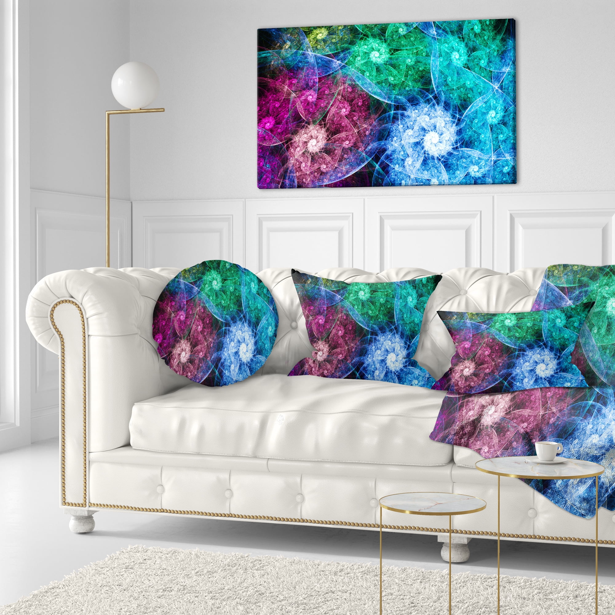 Designart Multi Color Bright Exotic Flowers - Abstract Throw Pillow - 12x20