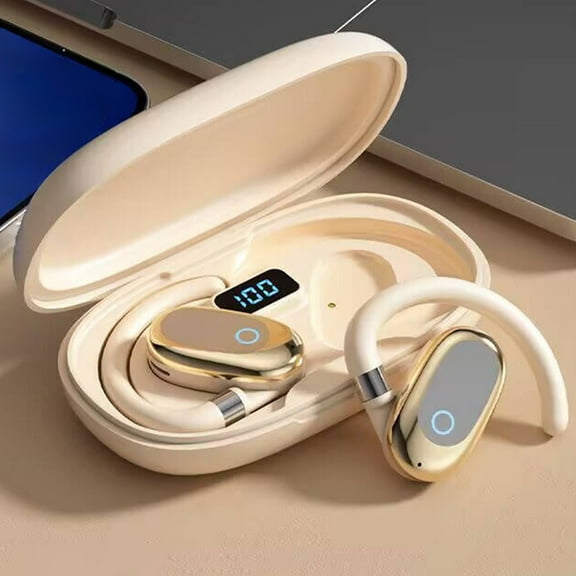 Kraoden True Wireless Bluetooth Earphones, Hanging Ear Type, Low Latency, Built-in Battery, Sports Headphones with Type-C Fast Charging, HD Calling and Music Playback