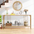 thumbnail image 3 of Tribesigns 70.9 Inch Extra Long Console Table, Modern Narrow Sofa Table, White and Gold Entry Table Behind Couch Table with Open Storage Shelf, Entryway/Hallway Table for Living Room, 3 of 7