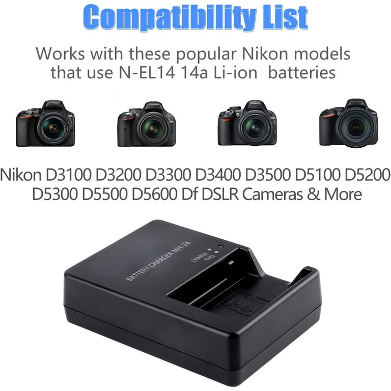 MH-24 Charger Compatible with Nikon EN-EL14 Battery P7000 P7100