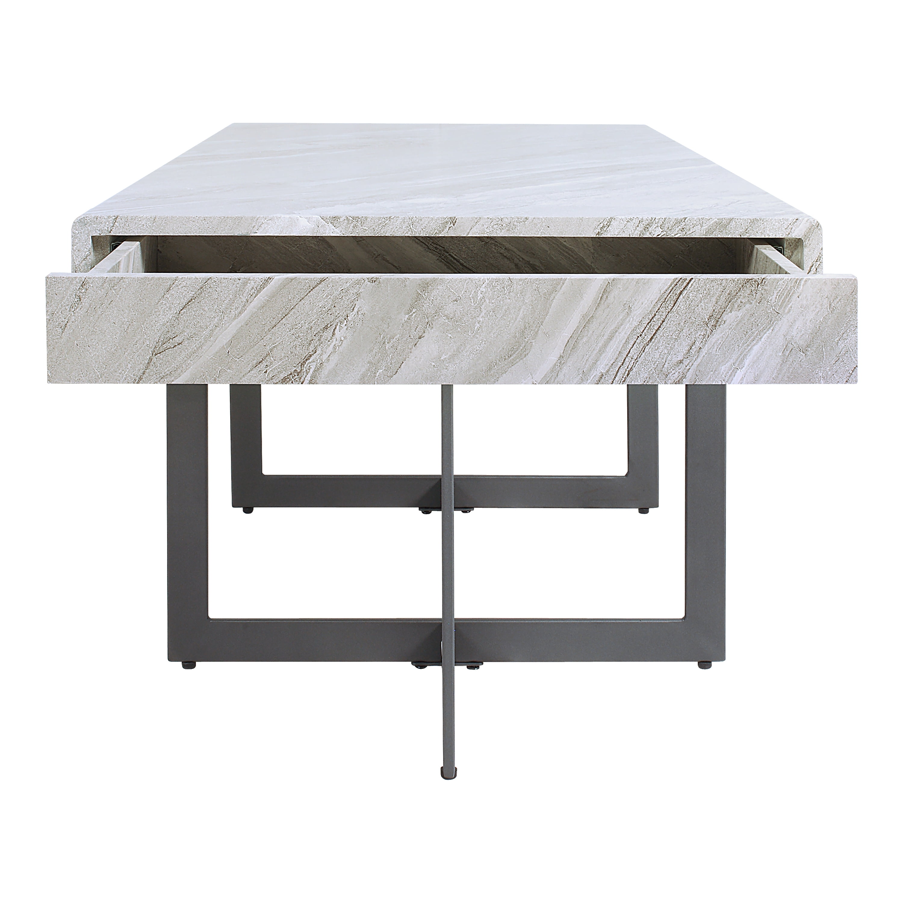 Furniture of America Ariadne 2-Drawer Wood Gray and Gun Metal Coffee Table